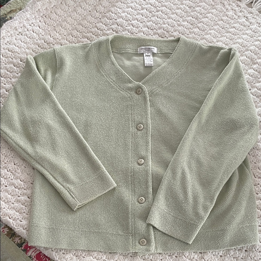 Jones New York Light Green Cardigan Sweater